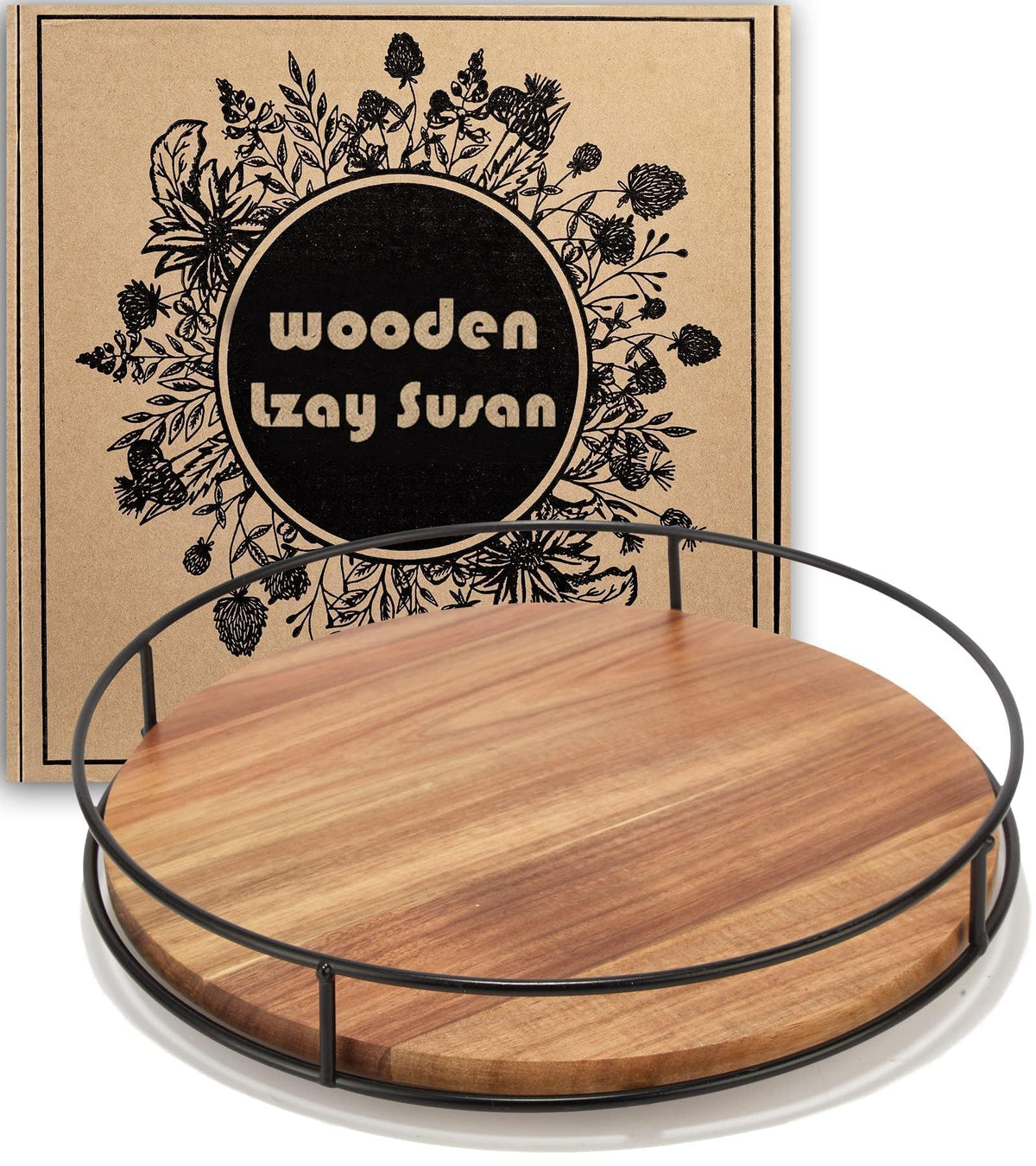 Tomoaza 12-inch acacia lazy susan base promotes easy reach and organized shelves