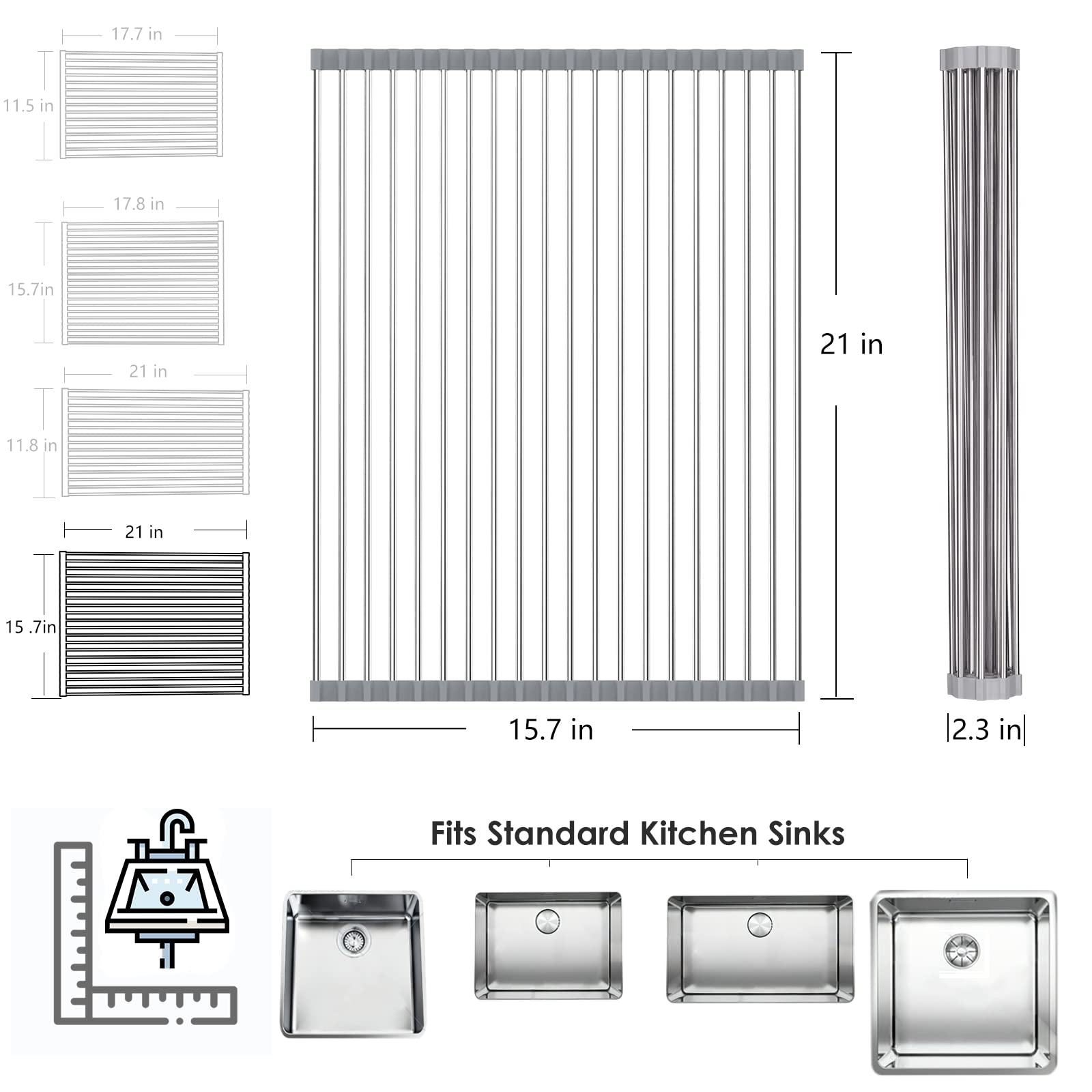 Tomorotec roll-up dish drying rack rated for 70 lbs capacity