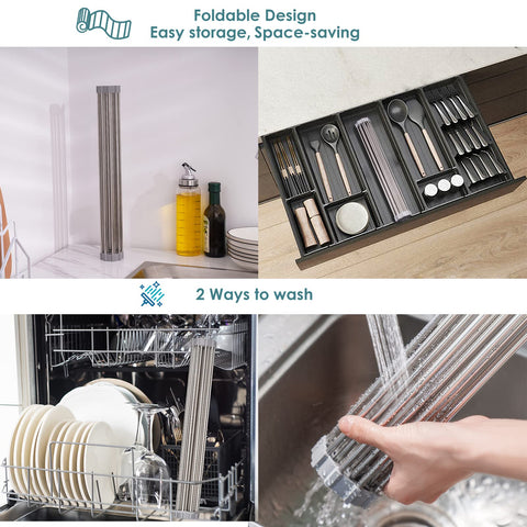Tomorotec roll-up dish drying rack stored in a drawer for space saving