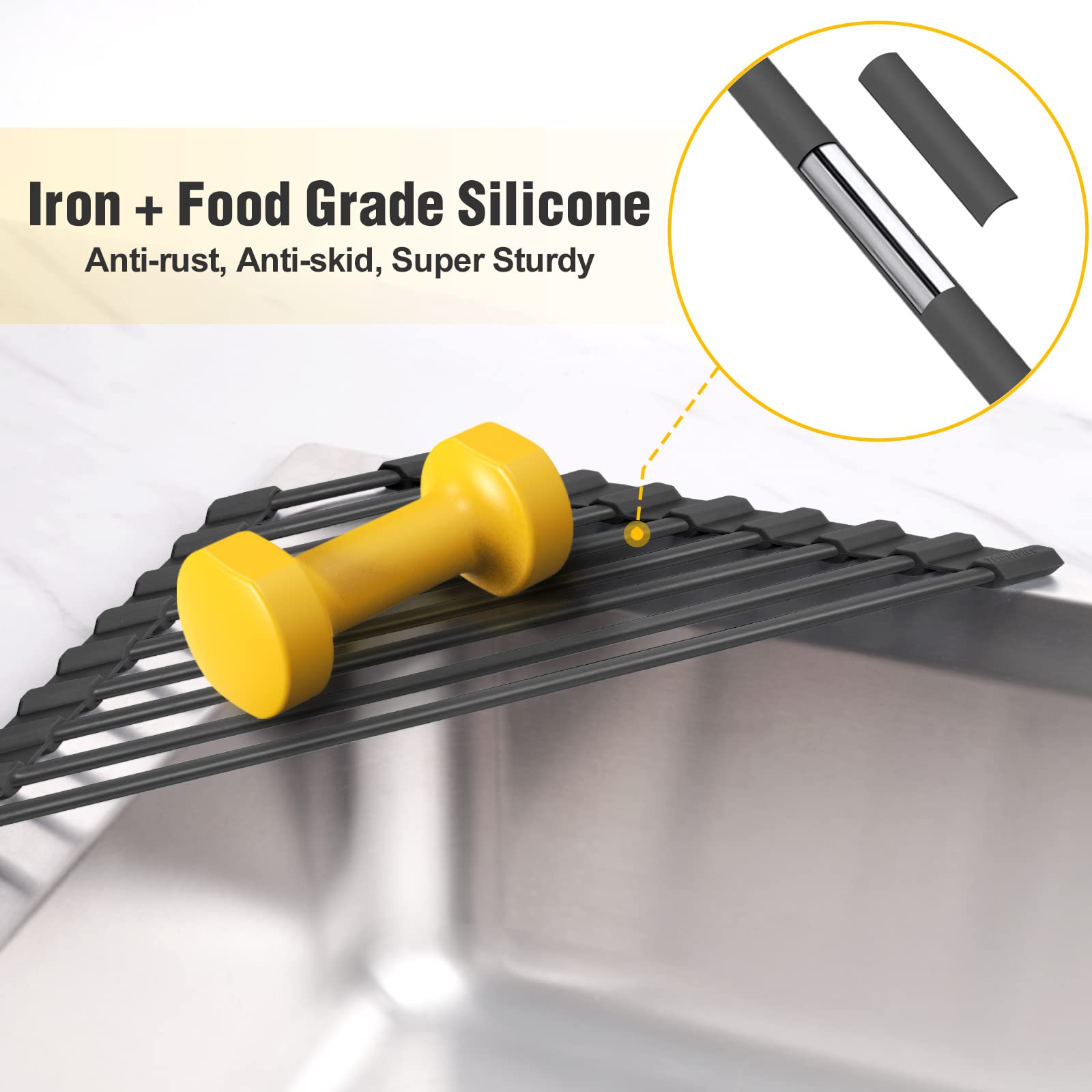 Tomorotec stainless-steel frame with silicone coating stays rust-free and non-slip.
