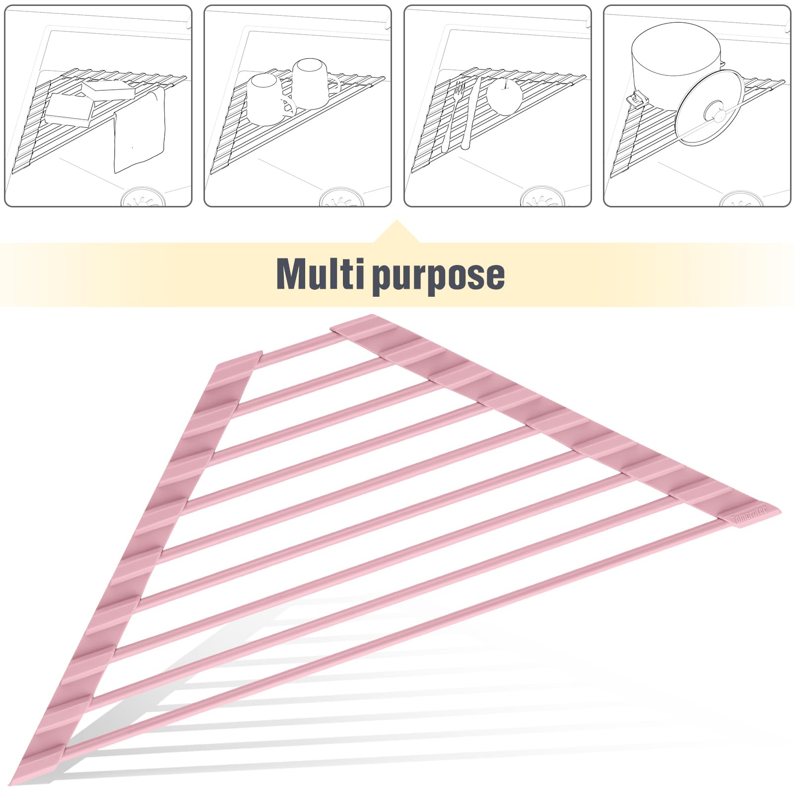 Tomorotec triangle design maximizes sink corner space for small items.