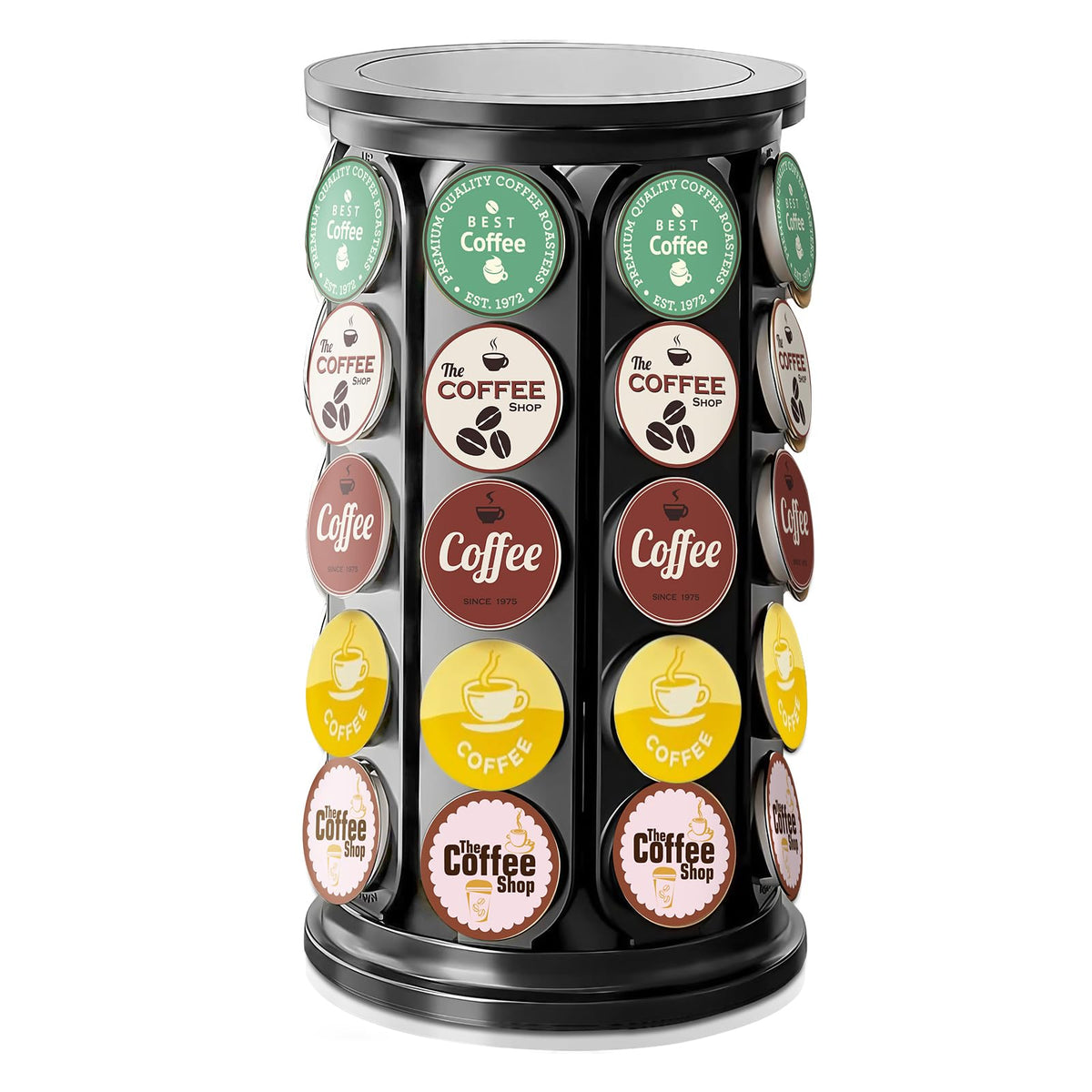 Tomshub K-Cup Holder with 40-pod capacity for organized morning coffee.