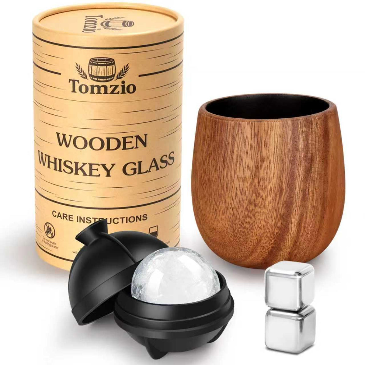 Tomzio charred wooden bourbon glass 11oz highlighting premium craftsmanship for bourbon lovers.