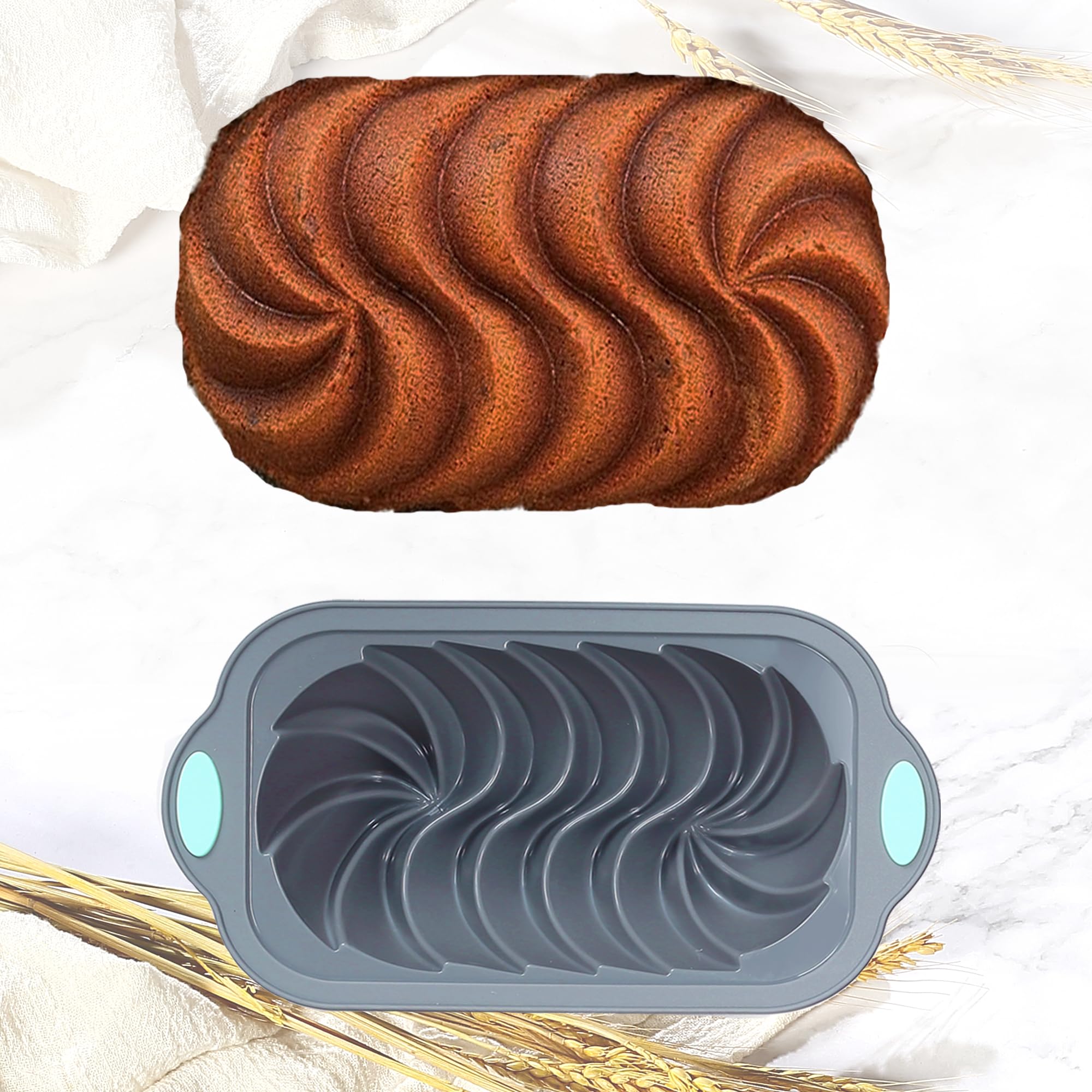 Tongjude 4-piece silicone loaf pan set, cake slices unmold cleanly with flexible silicone
