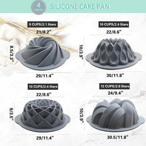 Tongjude silicone fluted cake pans 12-cup with nonstick surface for quick demolding.