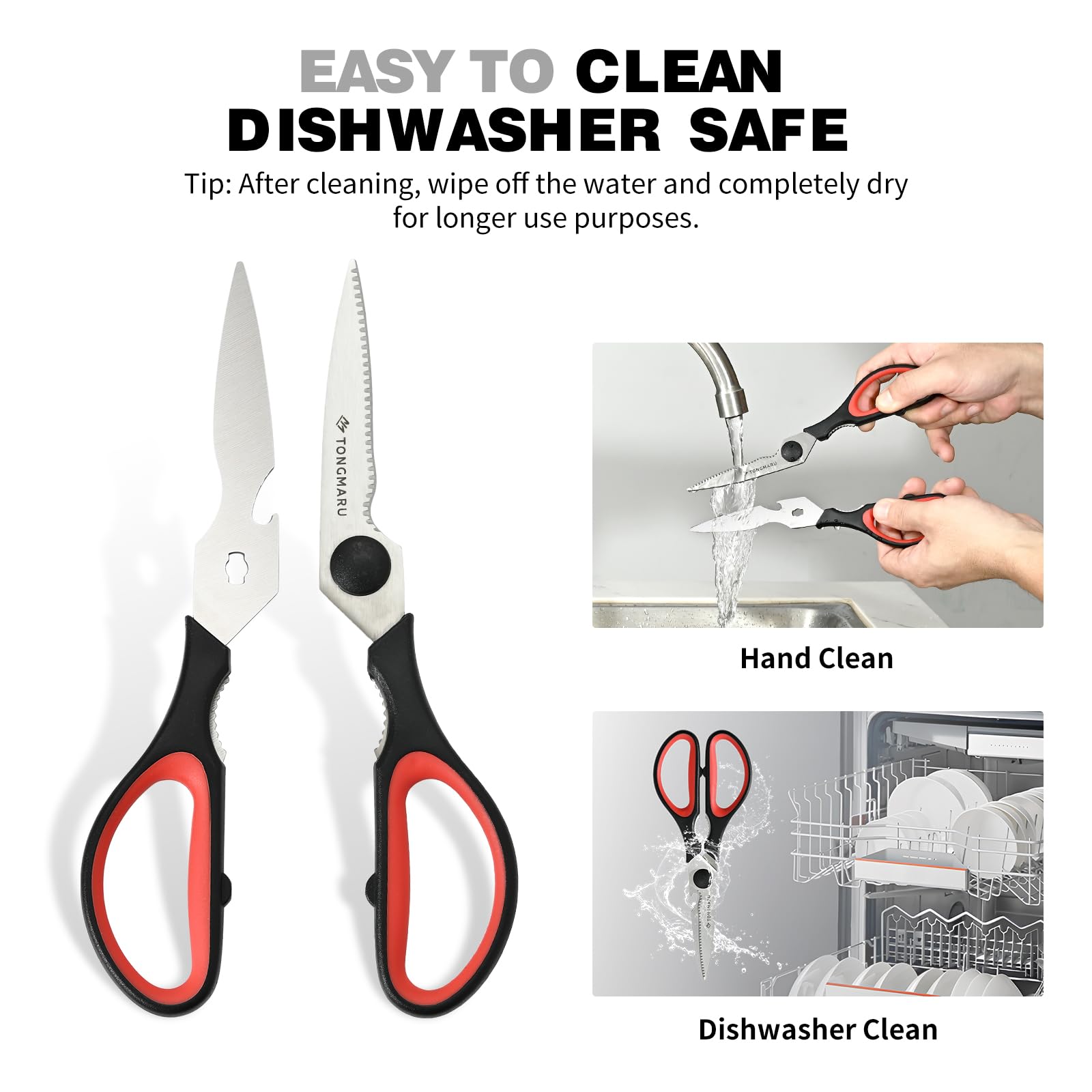 Tongmaru heavy-duty scissors feature bottle opener for convenient kitchen opening