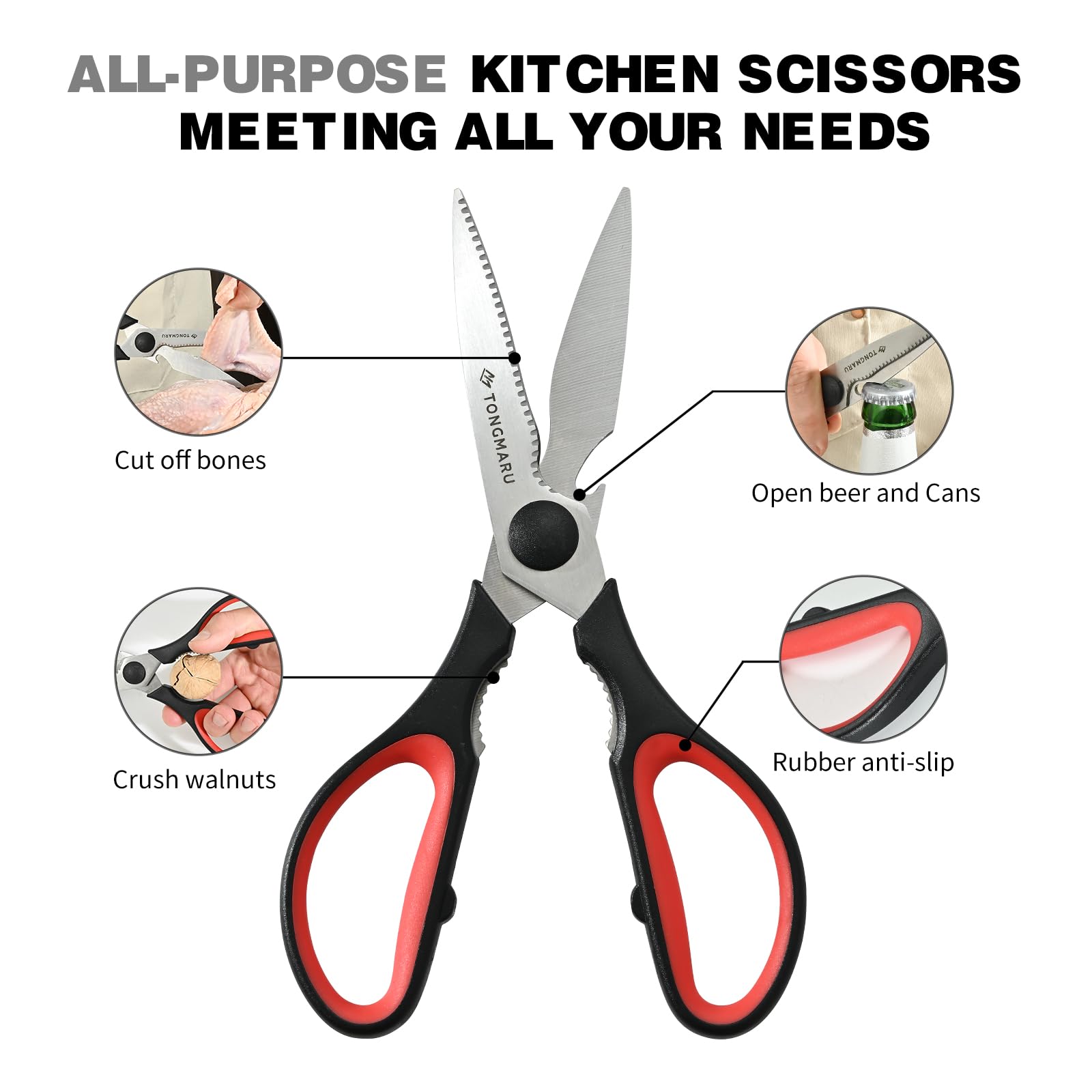 Tongmaru stainless steel blades cut meat and vegetables with precision