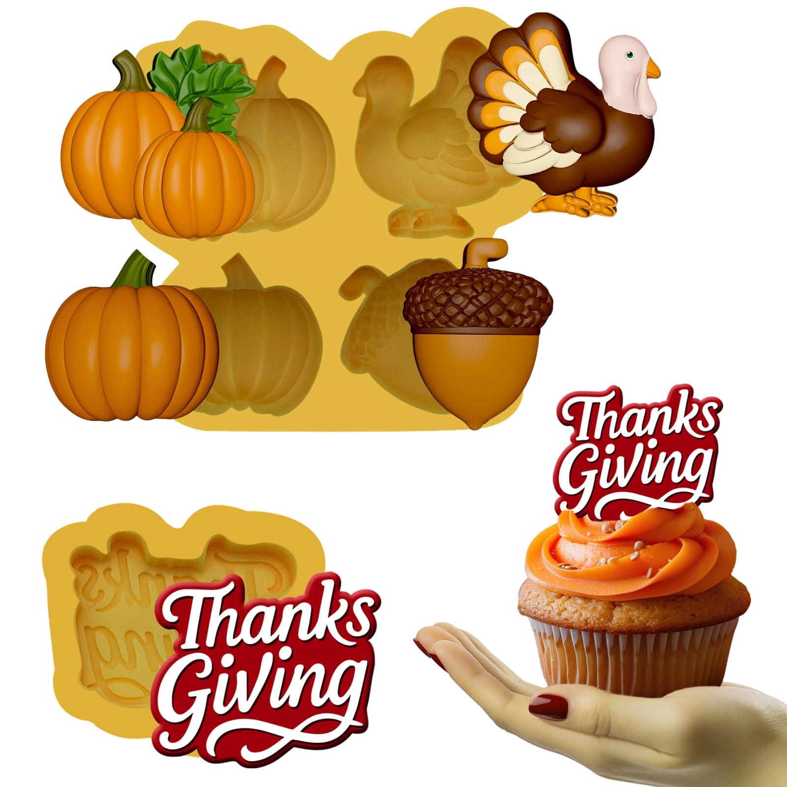 Toni Crafty pumpkin chocolate mold with turkey for cupcake toppers
