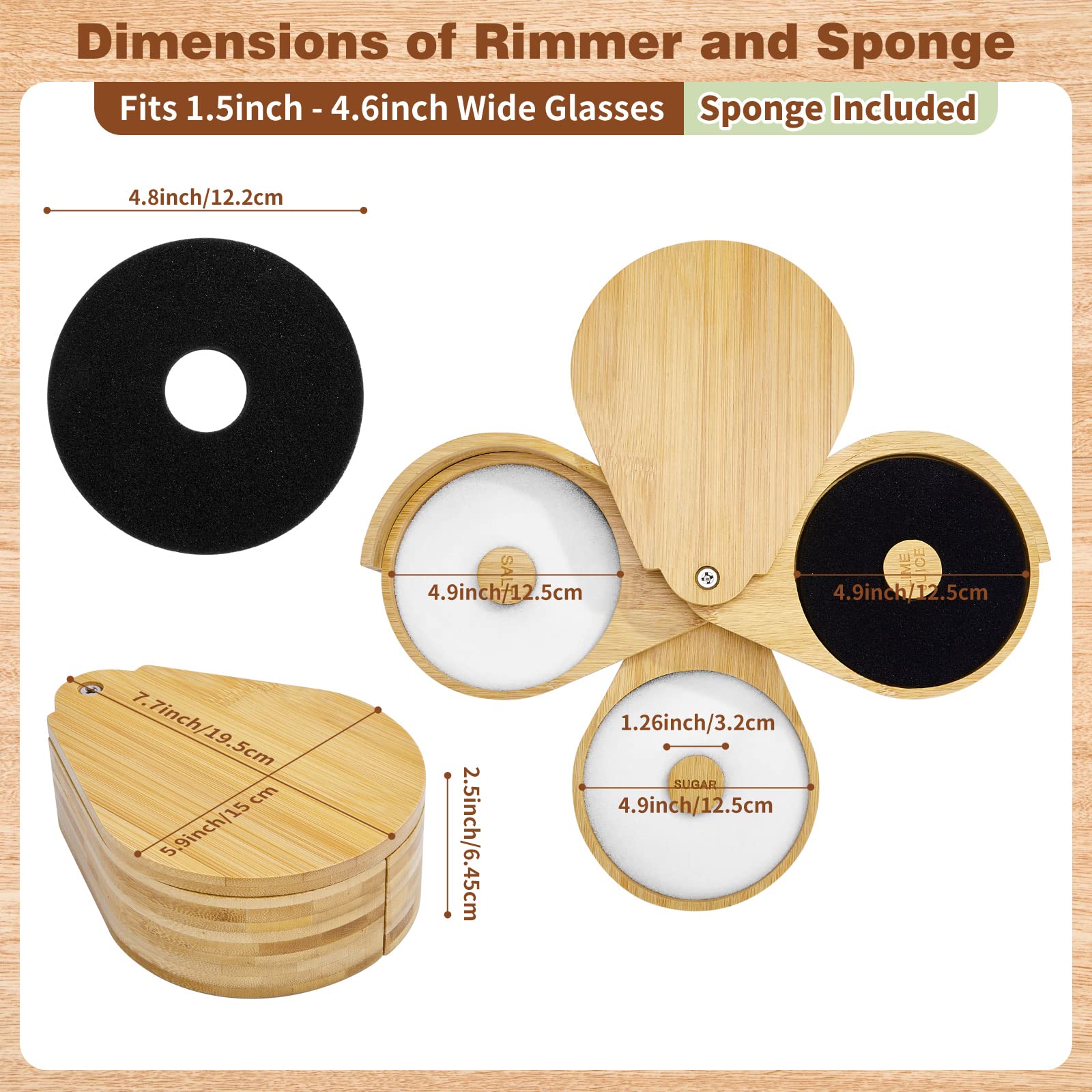 TonJin bar glass rimmer with sponge box for easy cleanup and prep.