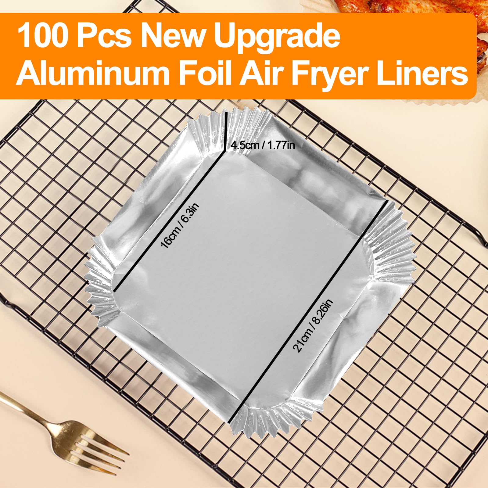 Tonmom easy-to-use square liner fits air fryers without tearing.