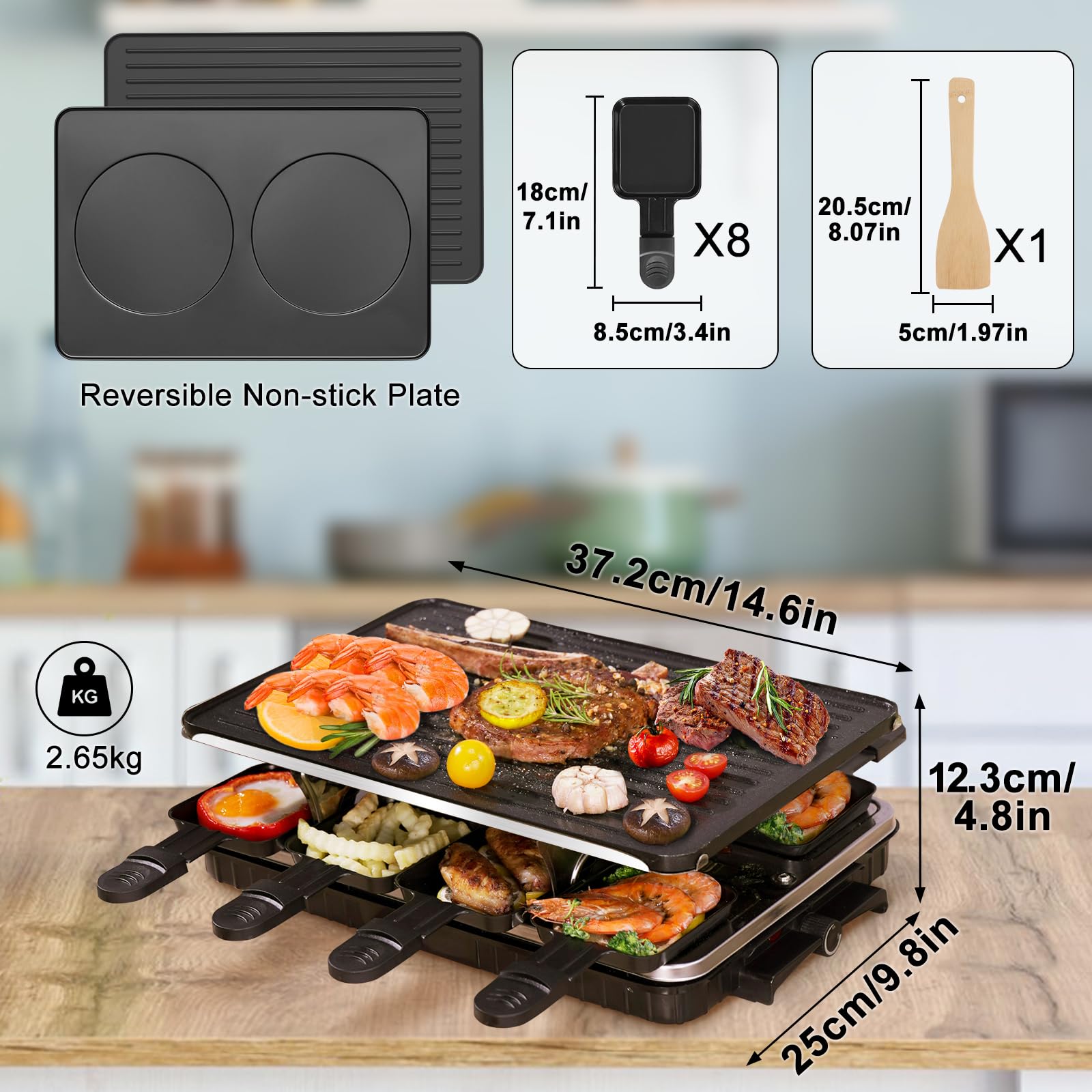 Compact TONZE Raclette Table Grill fits small tables for gatherings
