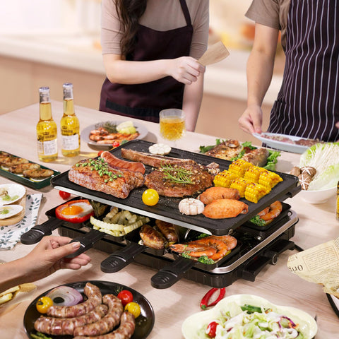 TONZE Raclette Grill with fluted surface for attractive sear marks