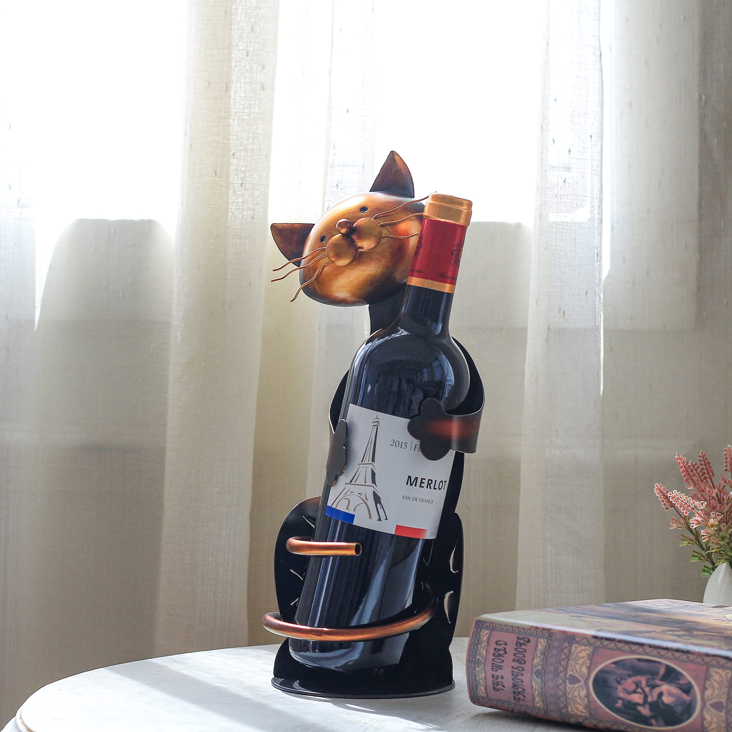Tooarts cat-wine-rack decorative display elevates shelves and dining spaces.