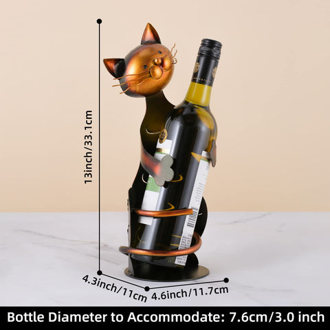 Tooarts cat-wine-rack side view emphasizes sturdy metal construction for stability.