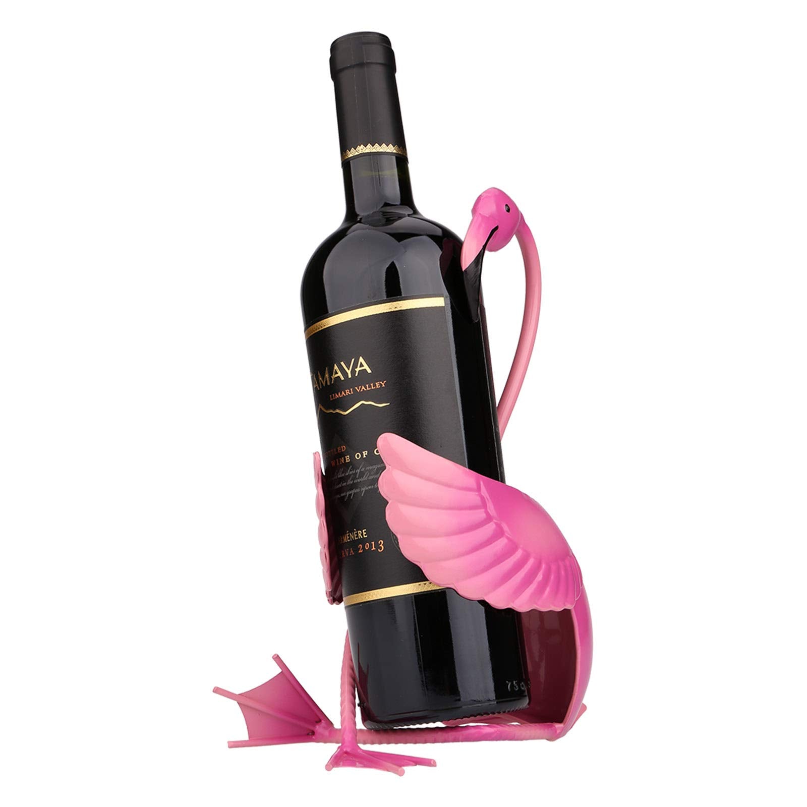 Tooarts Flamingo wine holder silhouette securely cradles a bottle.
