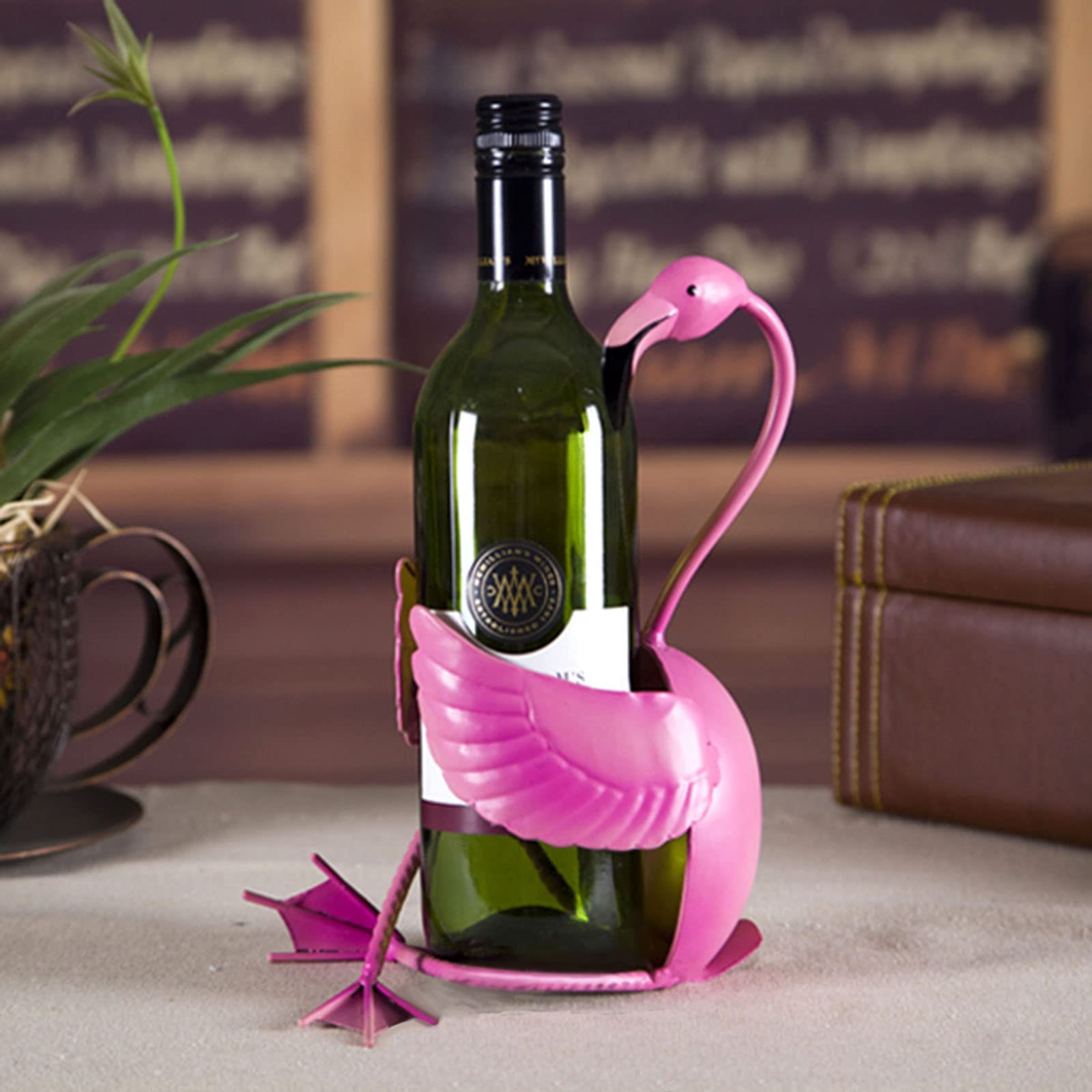 Tooarts flamingo wine rack blends whimsy with practicality.