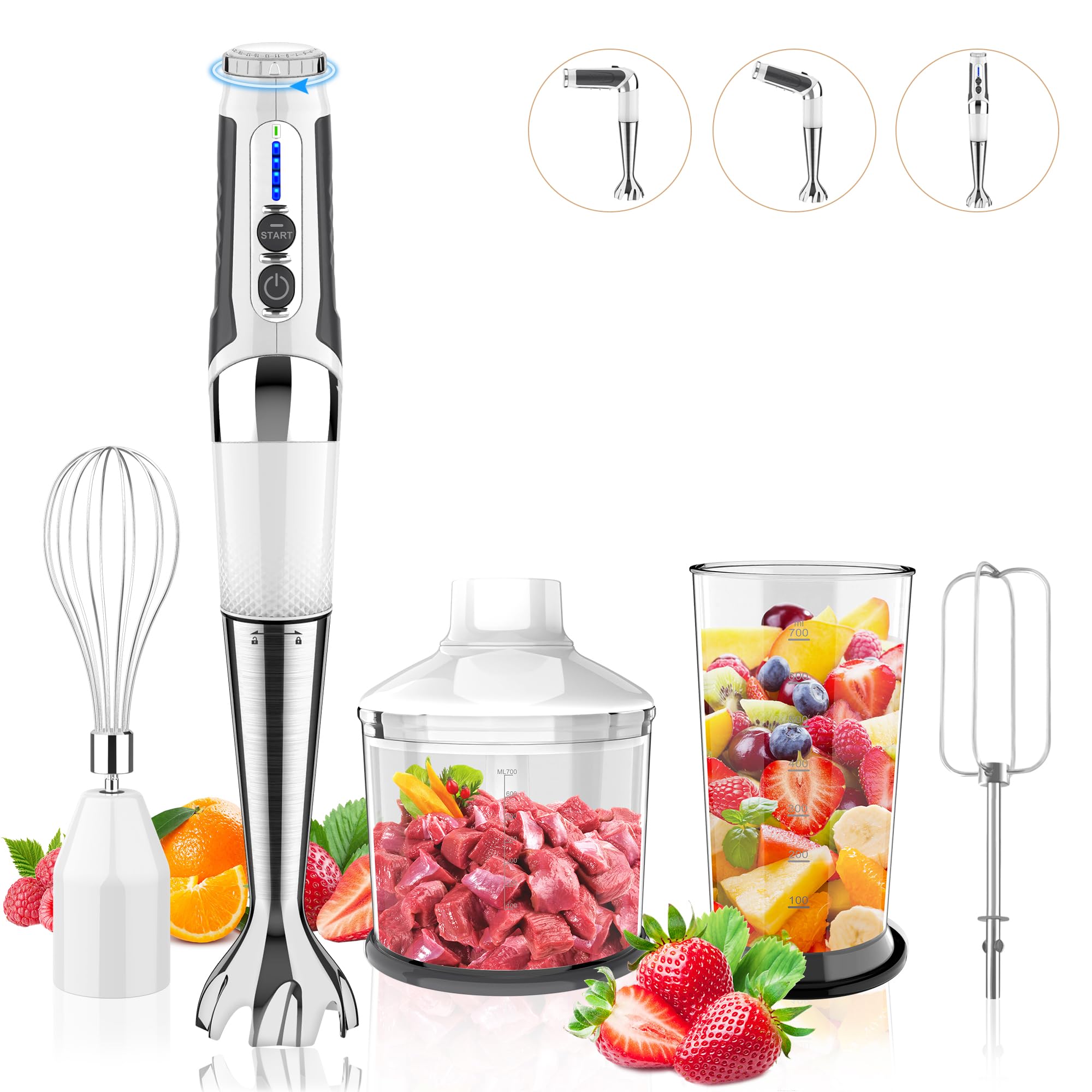 Toogel cordless immersion blender with 4-in-1 attachments for quick smoothies