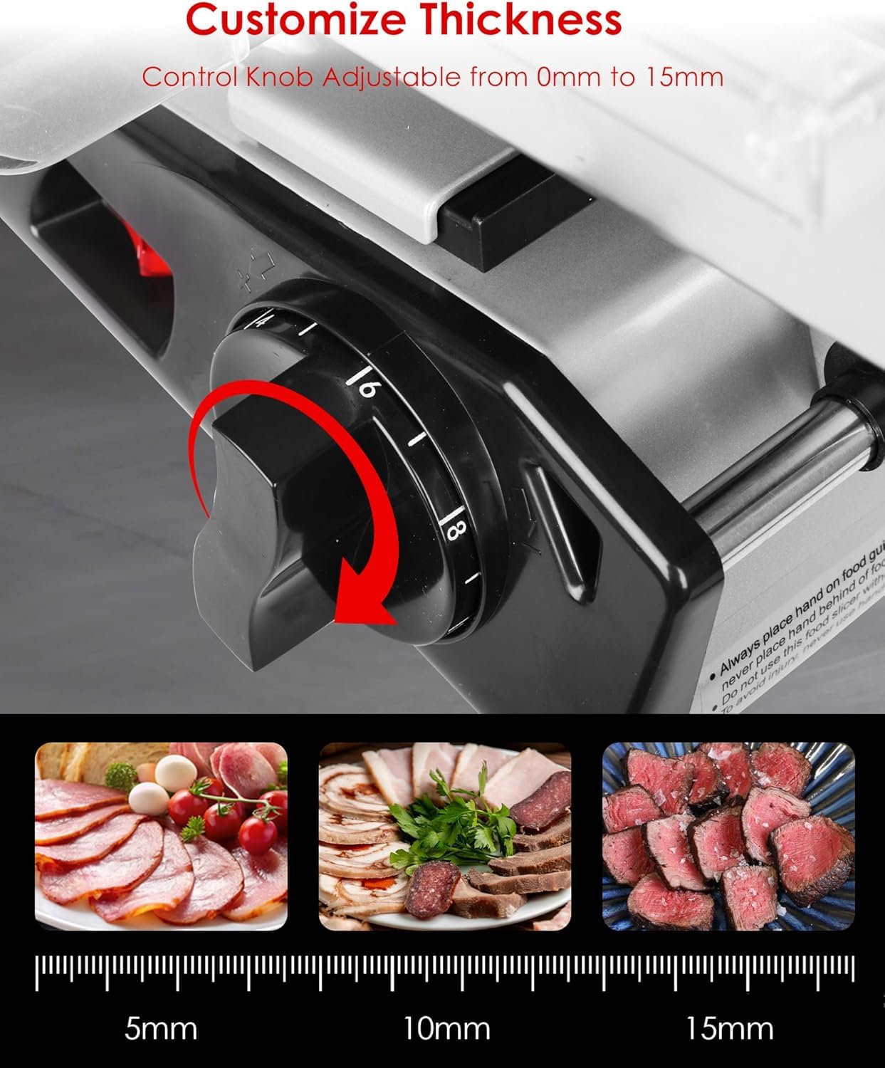 TOOGOOD electric slicer slicing cheese evenly for perfect sandwiches.