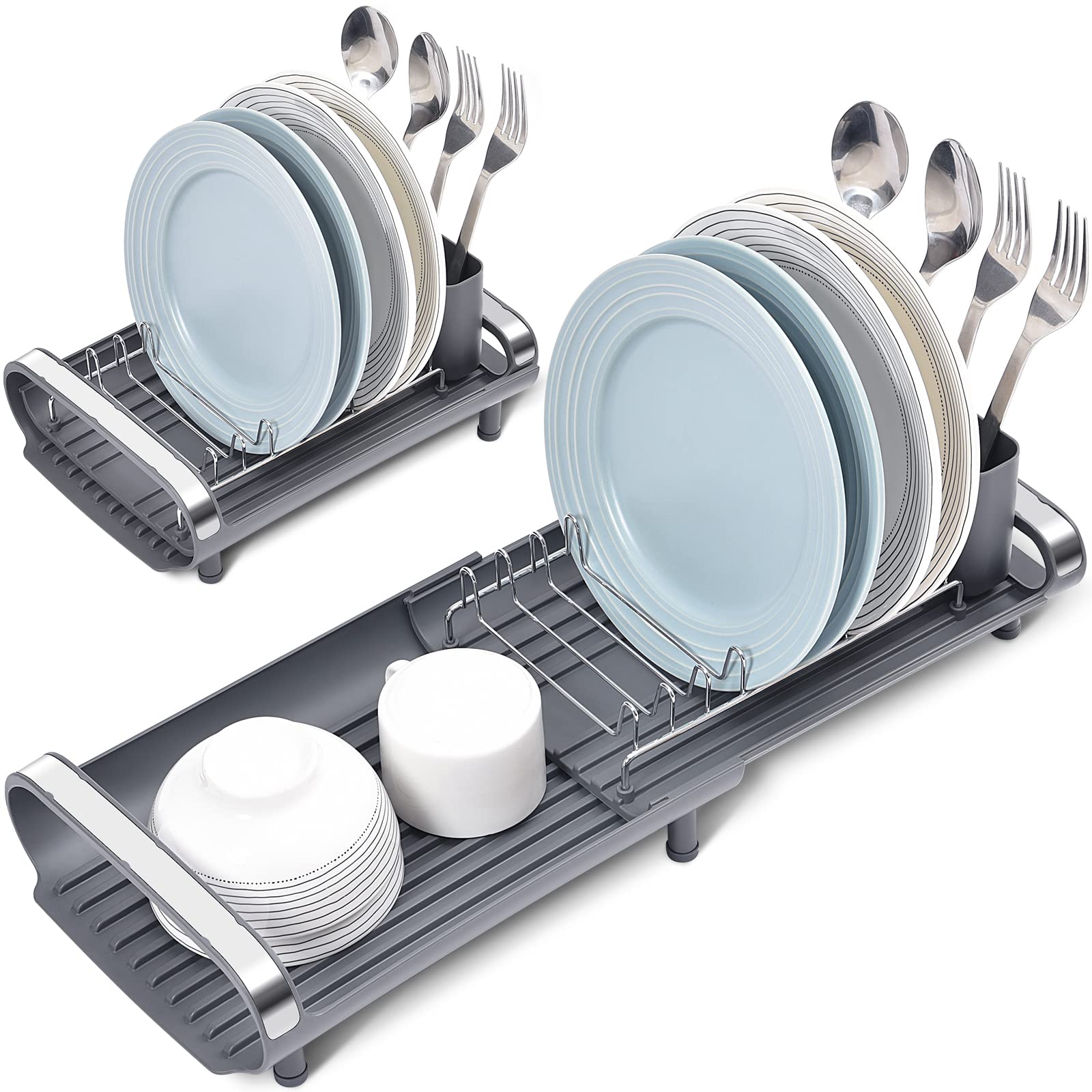 TOOLF Small Dish Drying Rack with extendable design for space-saving capacity