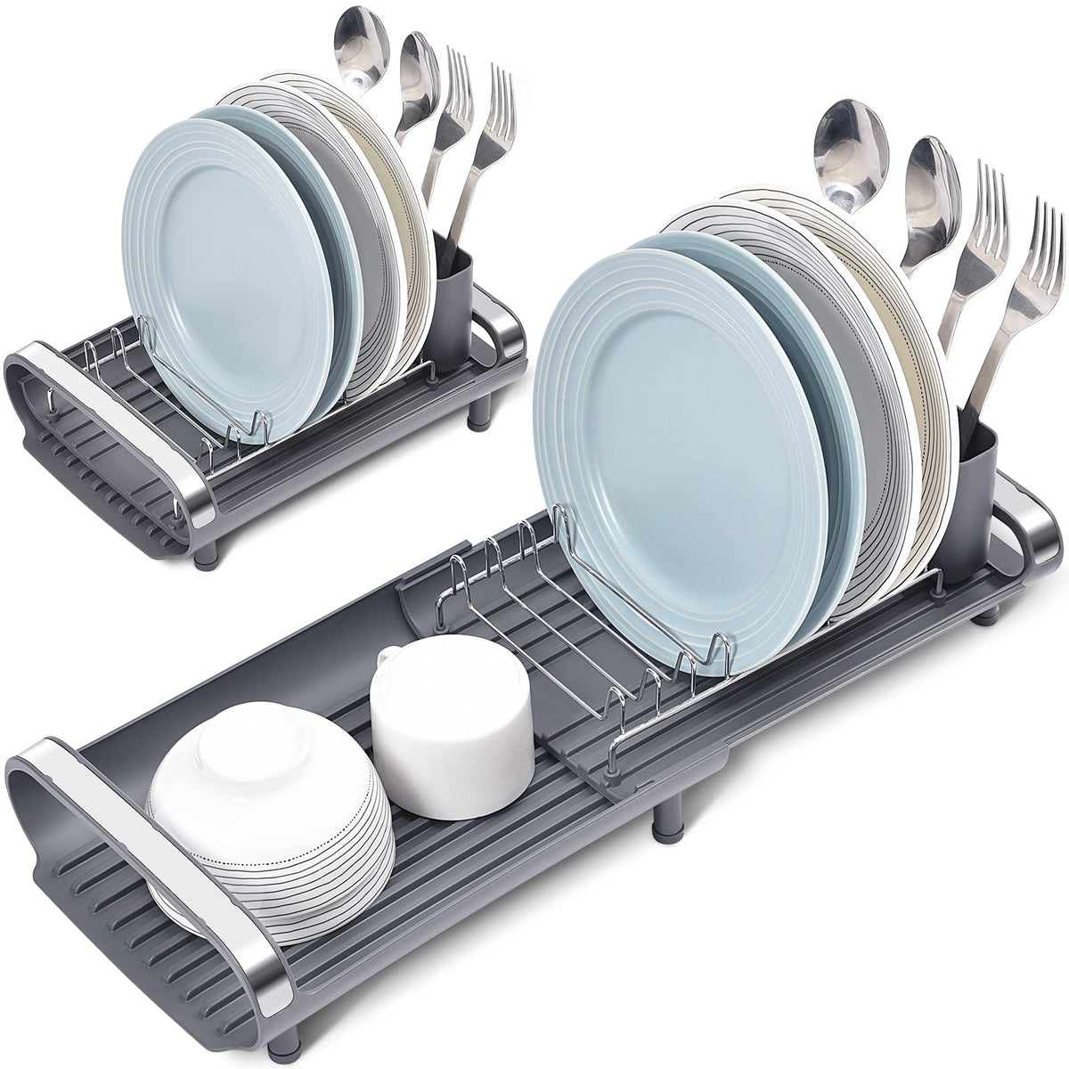TOOLF Small Dish Drying Rack with extendable design for space-saving capacity