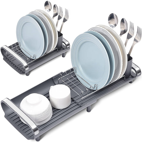 TOOLF Small Dish Drying Rack with extendable design for space-saving capacity