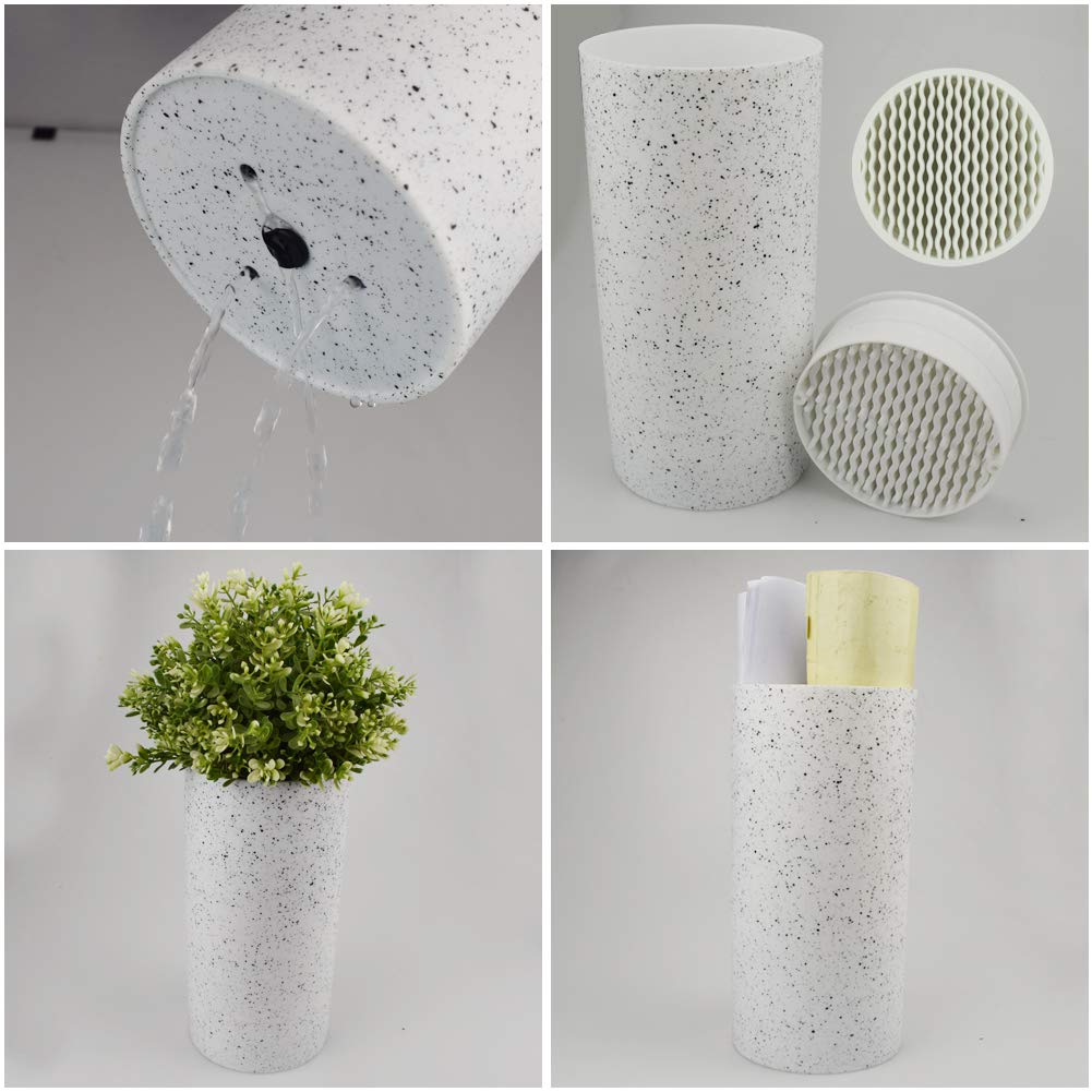 Toosbuc knife holder shows three bottom water outlets for drainage.