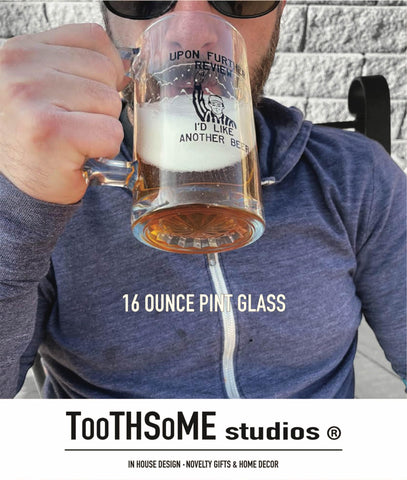Toothsome Studios dishwasher-safe beer mug, star-bottom grip supports easy handling.