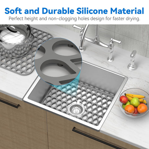 TOOVEM silicone sink mat center drain aligns with drainage.