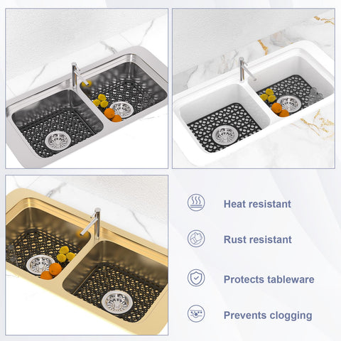 TOOVEM heat-resistant mat protects sink from heat and scratches.