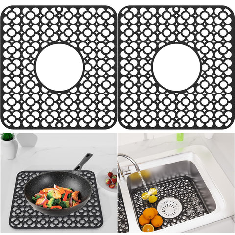 TOOVEM silicone sink mat in the sink area for quick water drainage.