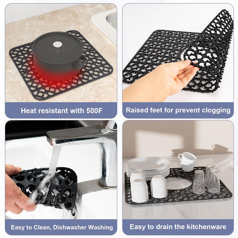 TOOVEM non-slip silicone sink mat prevents mat movement.