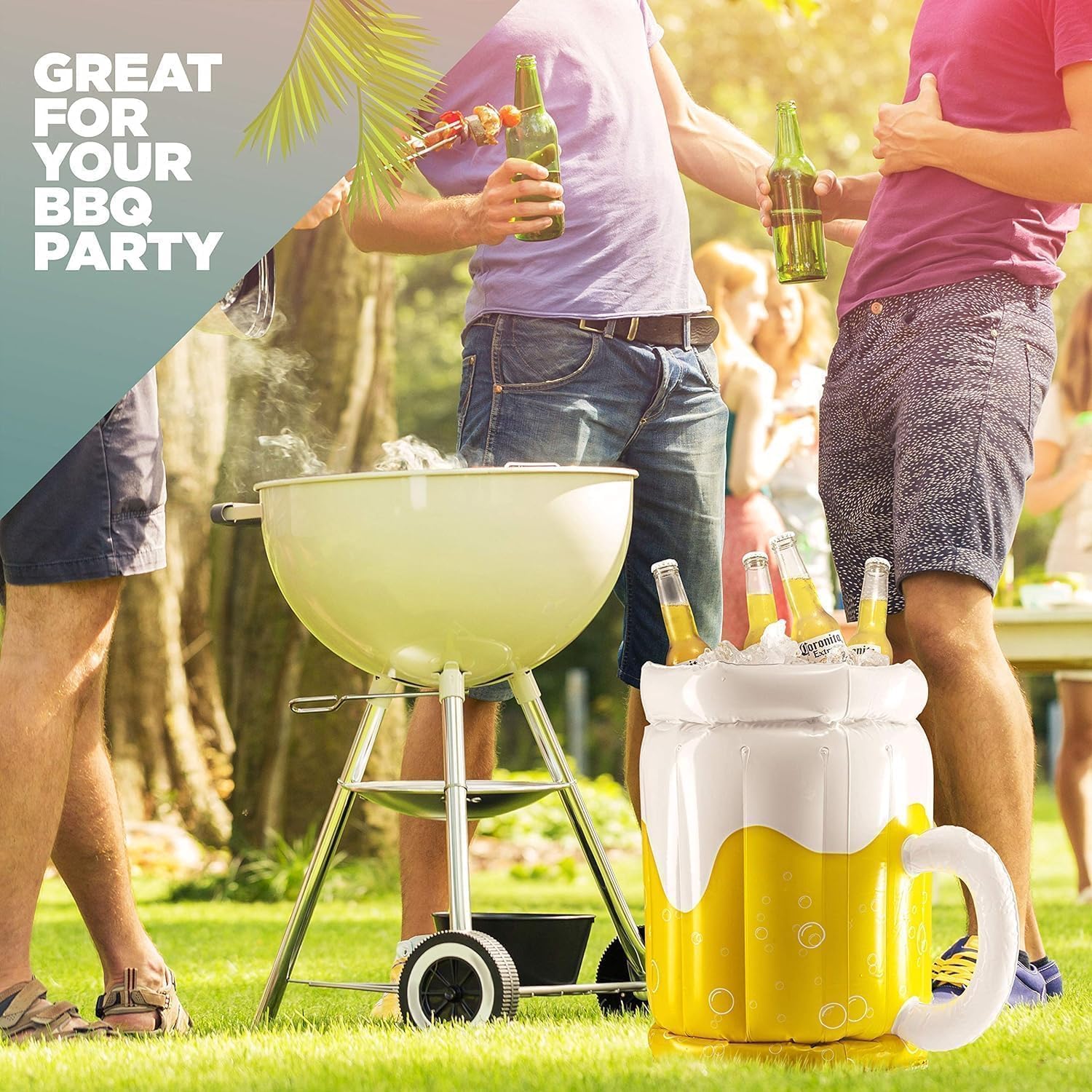 Top Race durable PVC inflatable construction withstands splashes at pool parties while chilling drinks