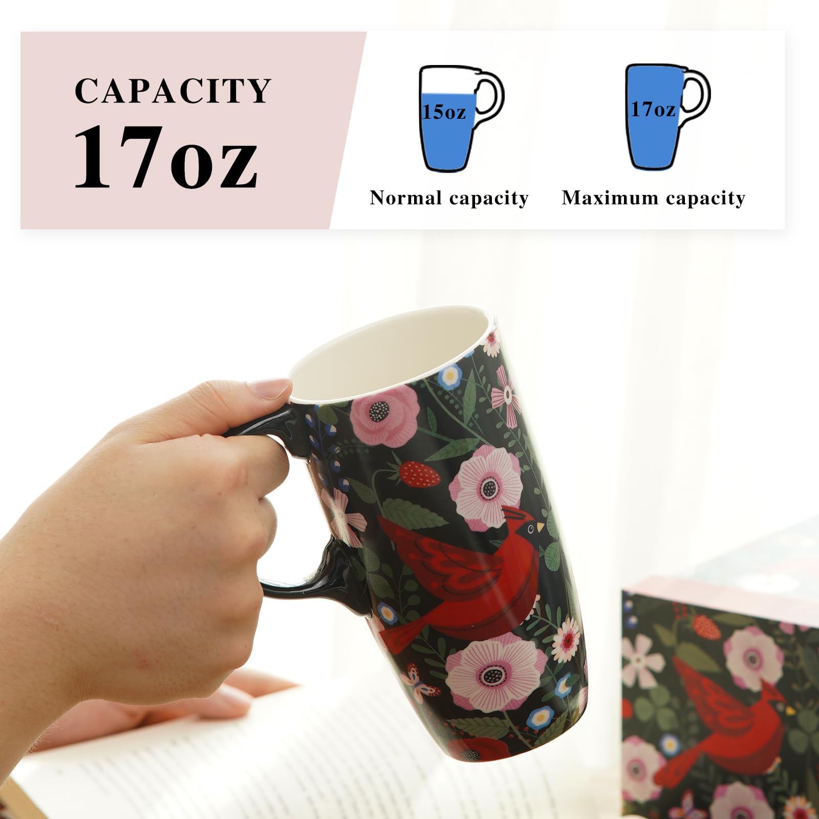 Topadorn Cardinal Bird mug on a tidy home office desk for style