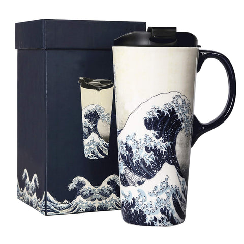 Topadorn ceramic travel mug showcases porcelain body and 17 oz capacity for daily coffee.