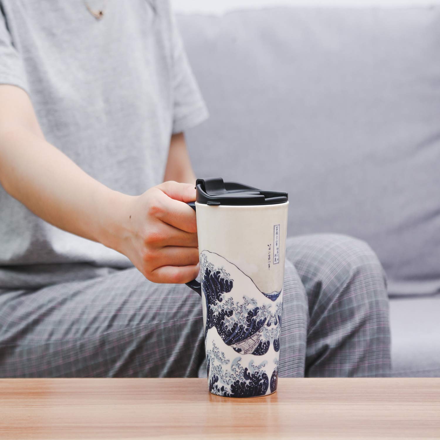 Topadorn mug resting in kitchen setting reveals stylish porcelain finish for everyday beverages.