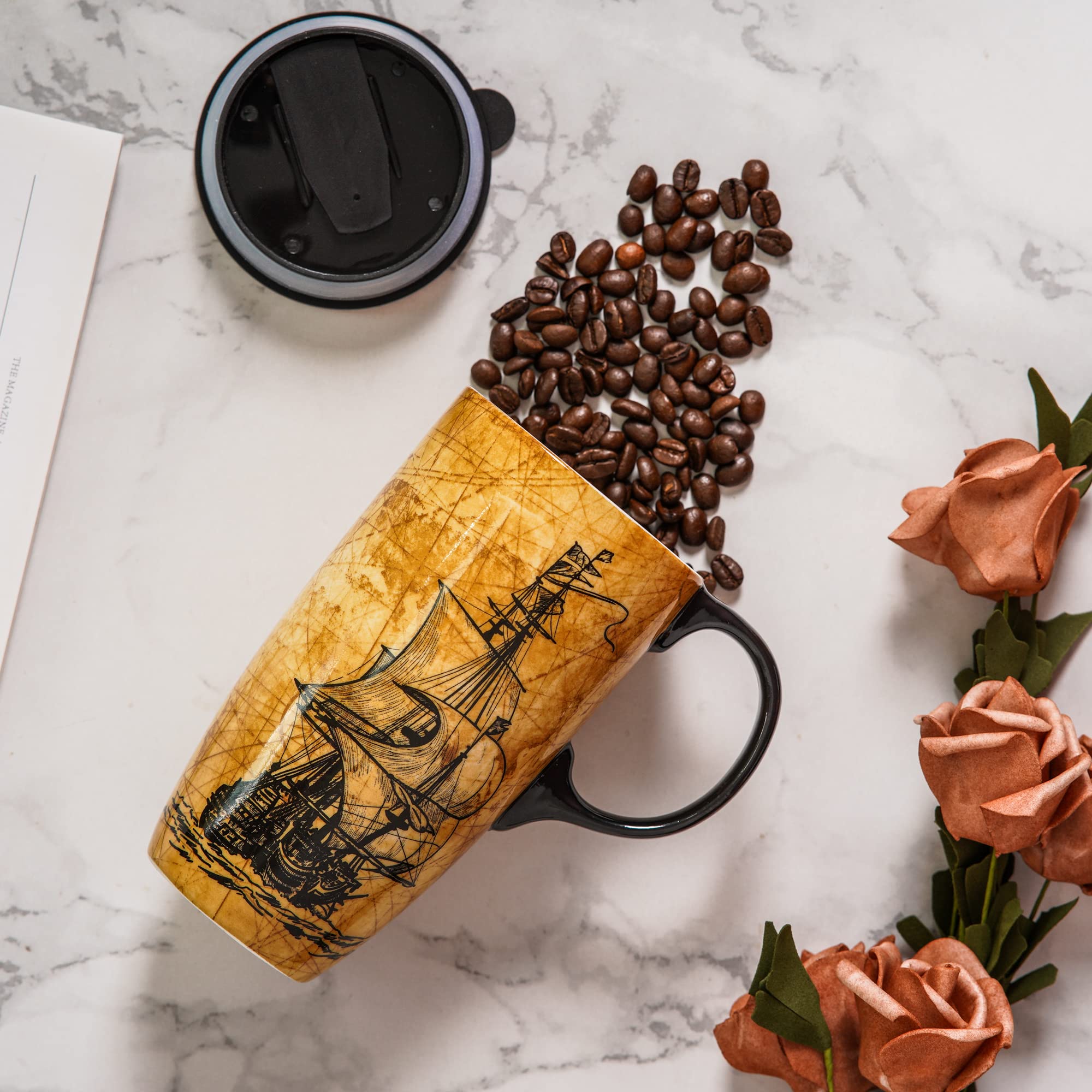 Topadorn mug with silicone lid for secure, spill-free use