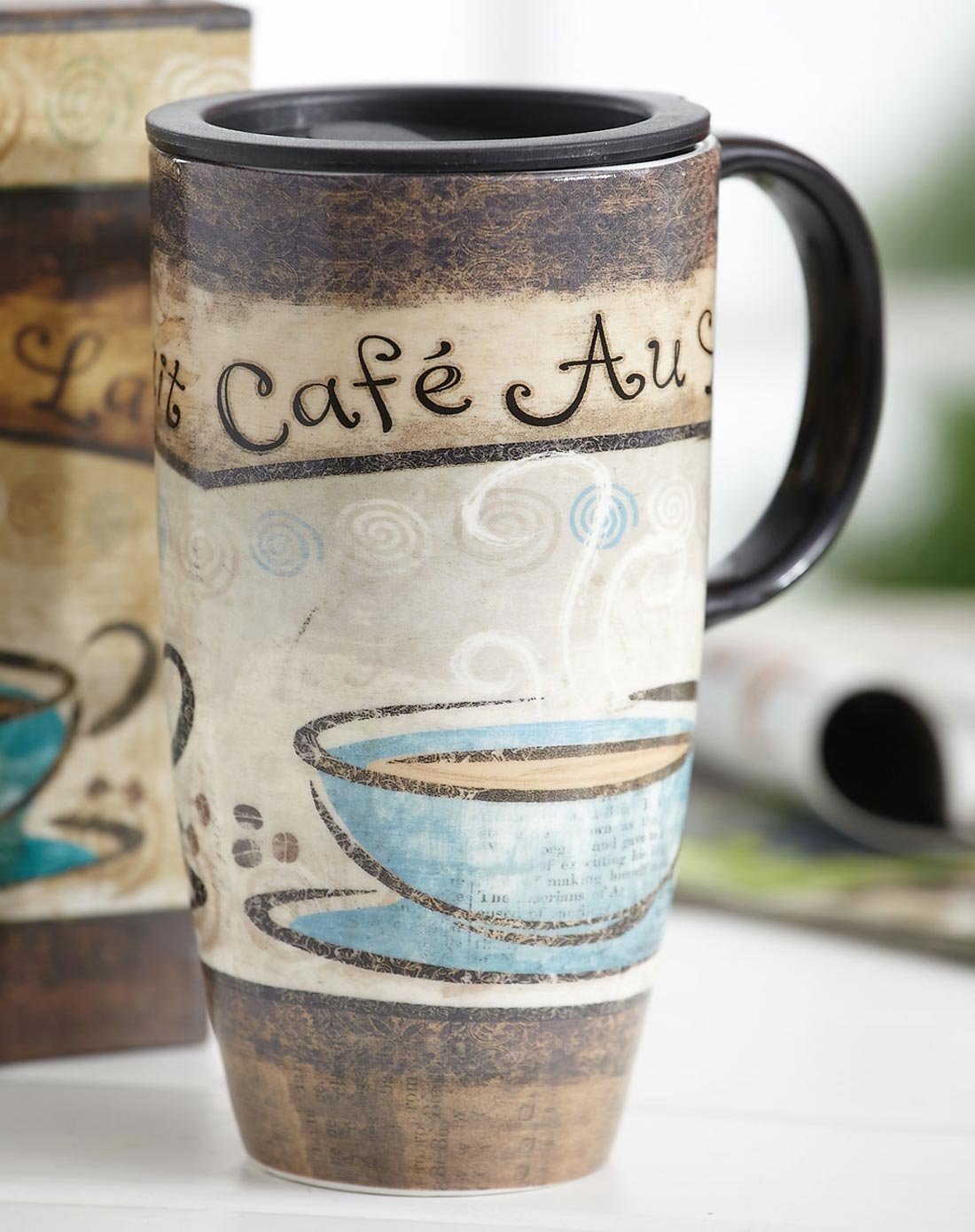 Topadorn Tall Ceramic Travel Mug with Sealed Lid for spill-free on-the-go sipping