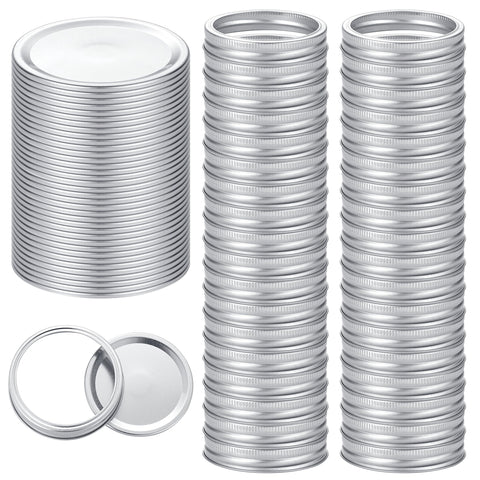 Topbooc 72pc regular-mouth lids with rings for airtight sealing on mason jars