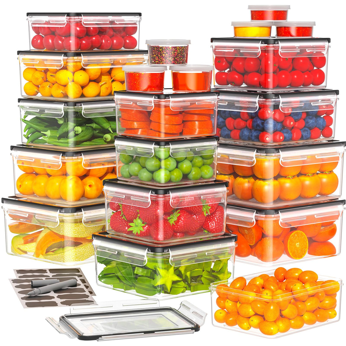 TOPCHASE 40-pcs set for versatile kitchen storage and meal prep