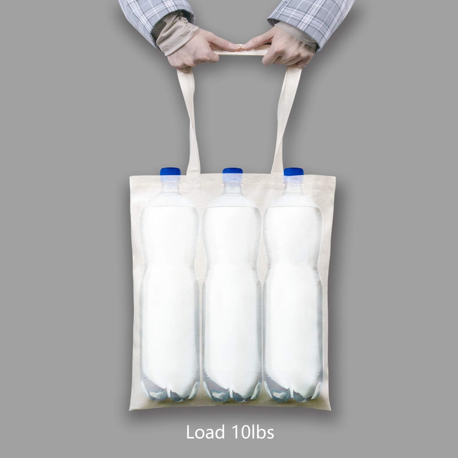 TopDesign cotton tote filled with groceries demonstrates reusable eco-friendly shopping solution.
