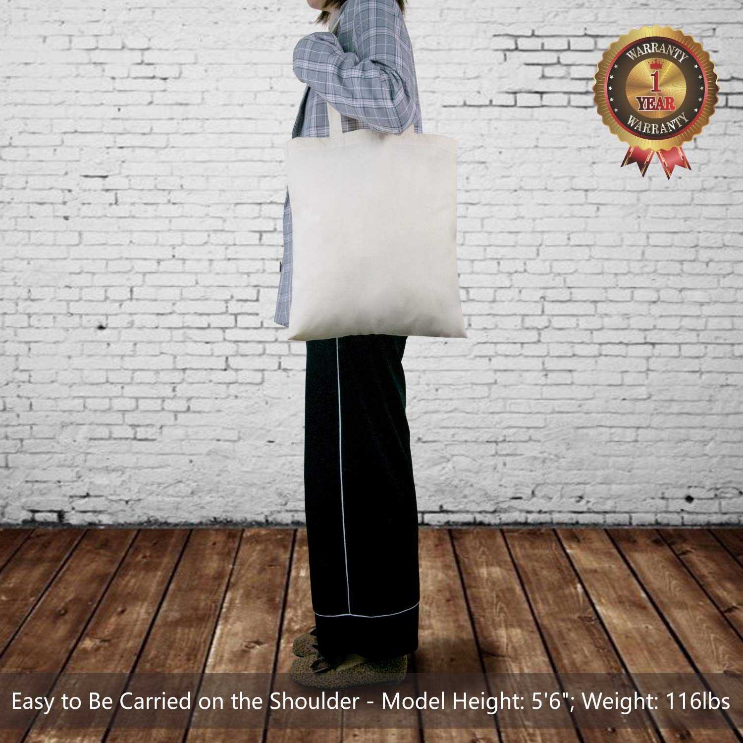 TopDesign cotton tote side view emphasizes lightweight portability for on-the-go shopping.
