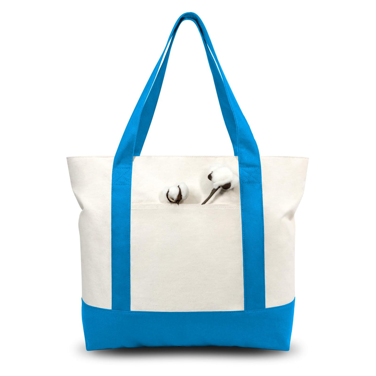 TOPDesign canvas tote with external pocket in ocean blue for daily organization