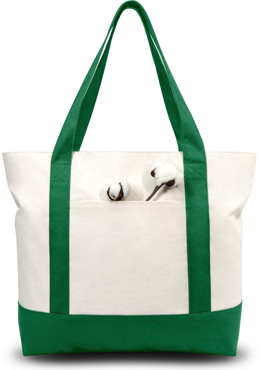 TOPDesign canvas tote with external pocket keeps easy-to-find essentials.
