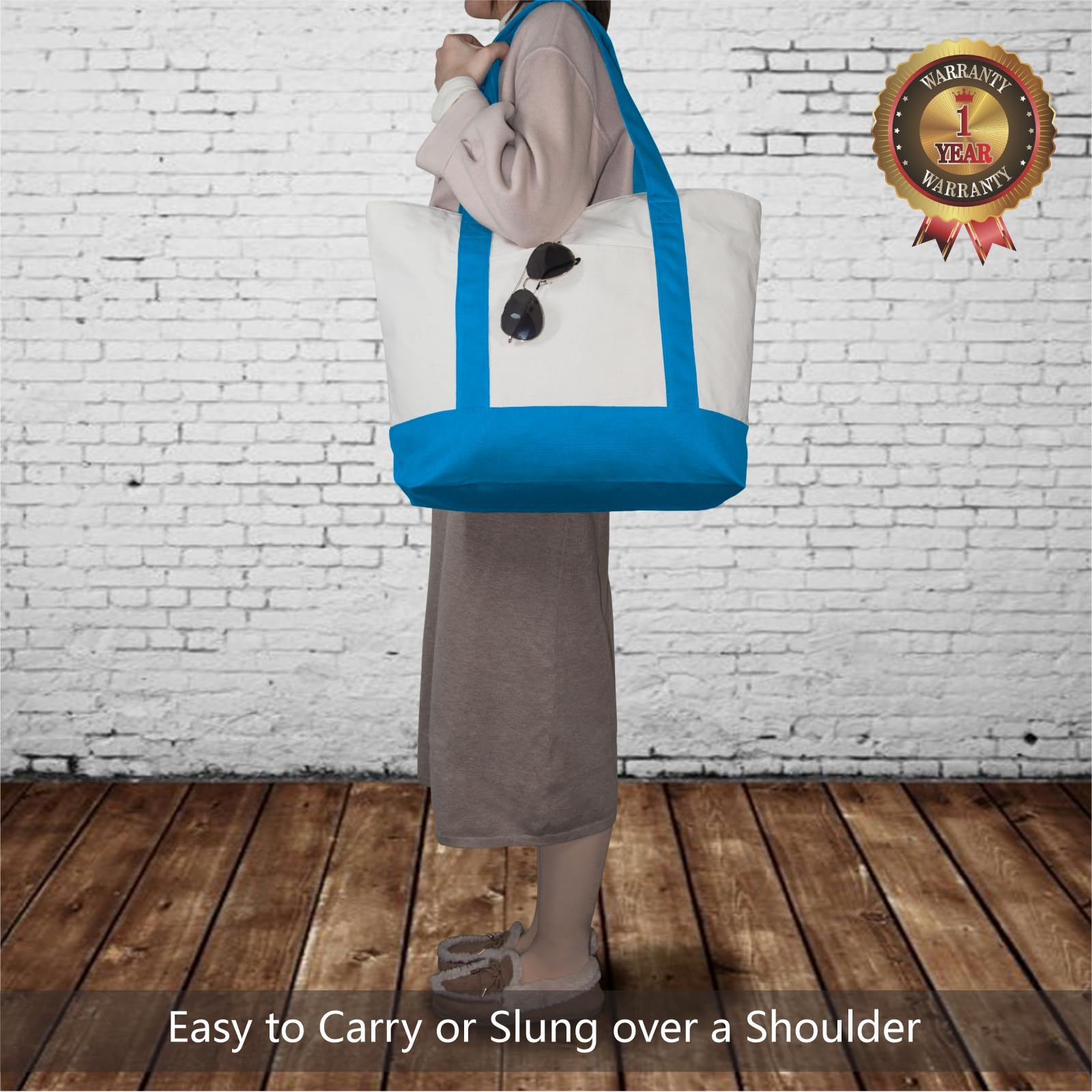 TOPDesign tote with top zipper closure secures contents during errands