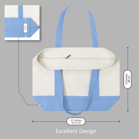 TOPDesign tote bag with top zipper closure keeps contents secure.