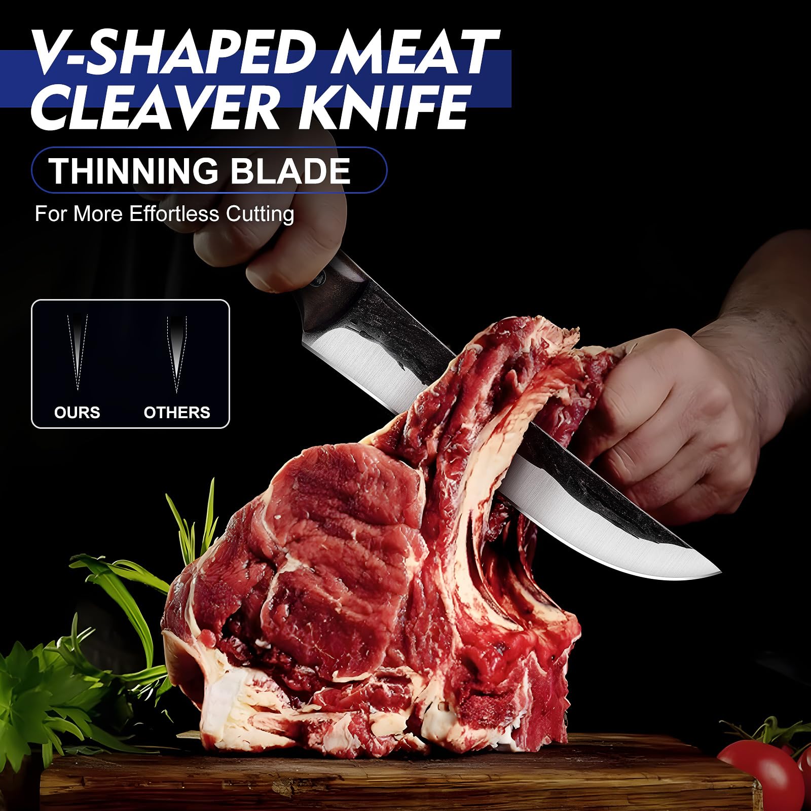 Topfeel hand-forged boning knife for clean, controlled meat prep.