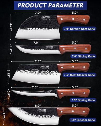 Topfeel Hand Forged Knife Set in rosewood gift box, ready as a gift.