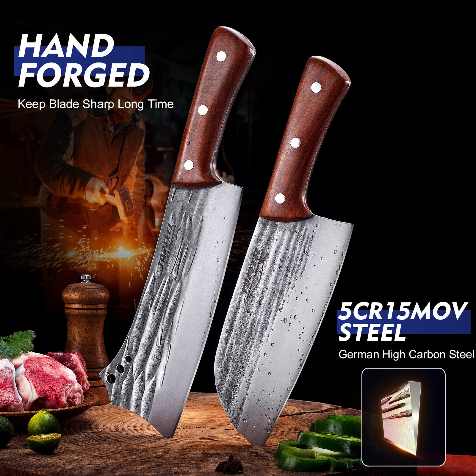 Topfeel heavy-duty kitchen knife set designed for professional-feel performance at home.