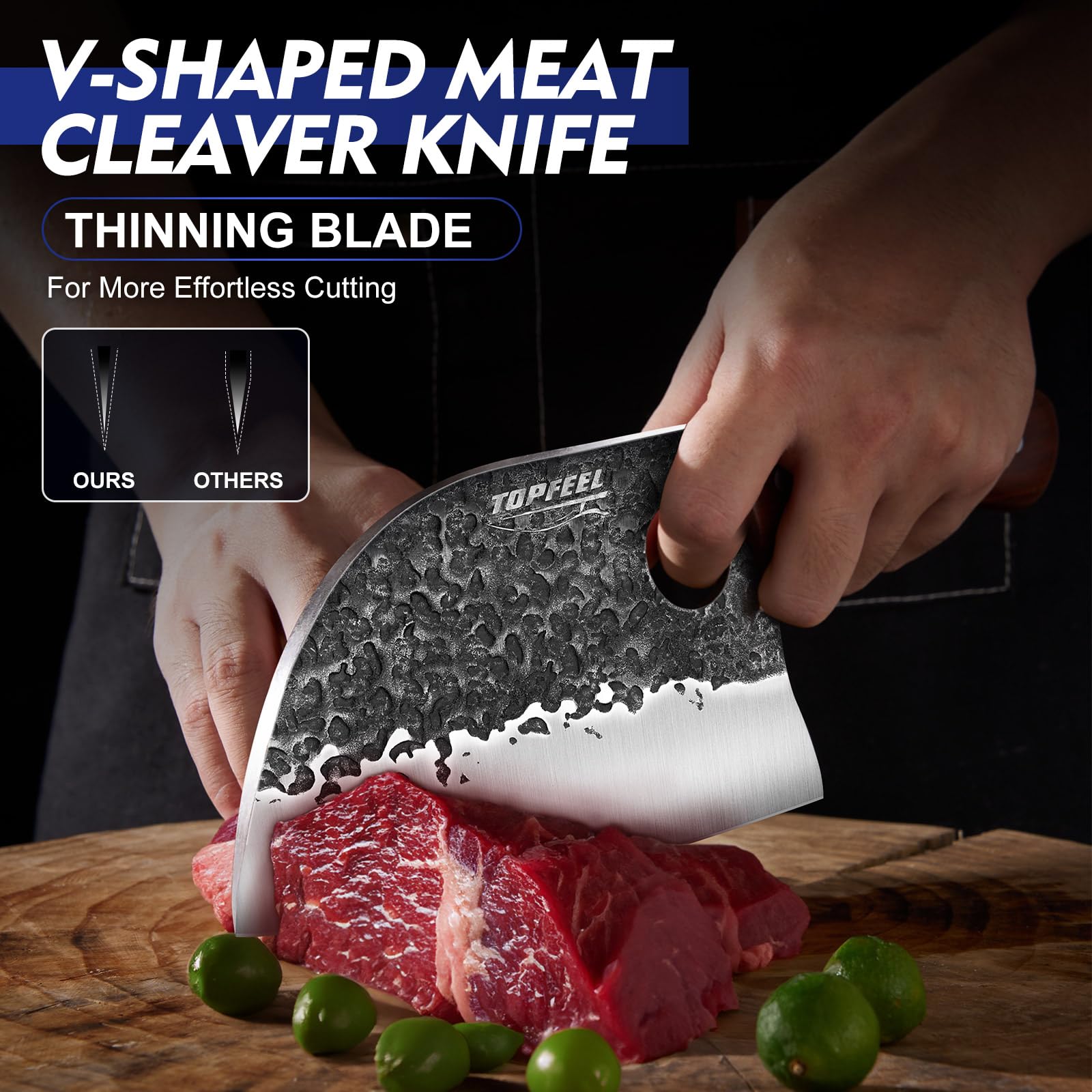Topfeel meat cleaver 7 inch for heavy-duty chopping