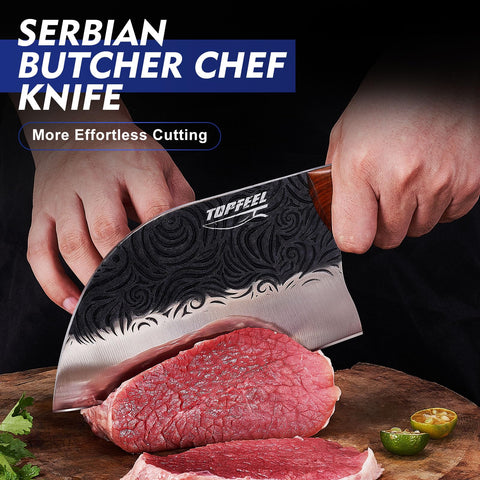 Topfeel Meat Cleaver 7.5-inch blade makes bone cutting easy.